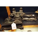 A late Victorian desk set to include inkwell,