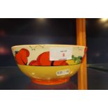 A Clarice Cliff 'Holborn' shape fruit bowl in the 'Orange Erin' pattern,