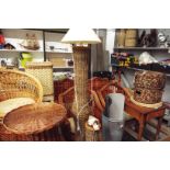 A large wicker lamp with another as new