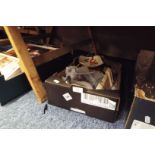 A box of mixed items to include a Porcupine Quill box, corkscrews,