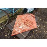 A large vintage British railway sign for heavy motor vehicles Bottom corner