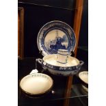 A mixed selection of china to include Players cigarette ashtrays, HMS Lion blue and white plate,