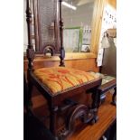 A Victorian mahogany hall chair for restoration and a low glass top table