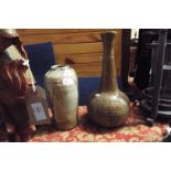 A Studio pottery onion vase and a baluster vase