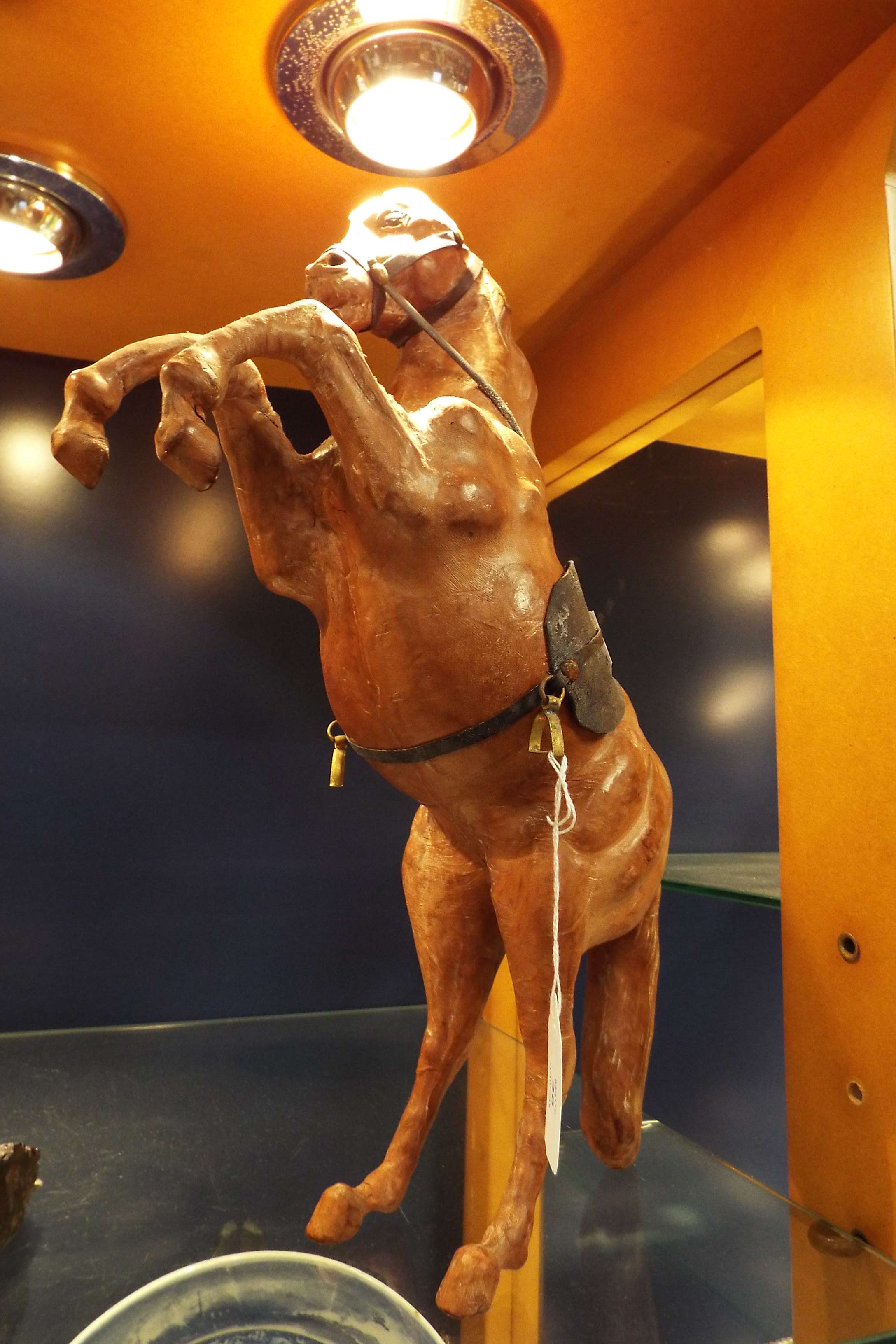 A leather figure of a horse