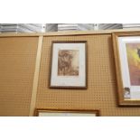 JAMES FORSYTH limited edition sepia etching titled 'Doves on a Winter Roof', signed, titled,