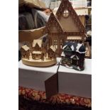 A scratch built doll's house together with two Christmas houses