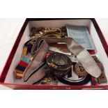 A box of military interest items to include compass etc