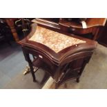 An oriental hardwood and marble top display table