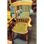 A large pine lathe back armchair