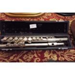 A Sapphire silver plated flute in fitted case