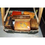 A quantity of vintage and modern wooden boxes to include jewellery, advertising,