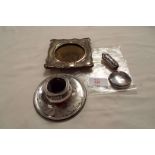 A selection of silver items to include inkwell etc