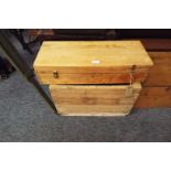 A Victorian painted pine instrument box, a small pine tool box,