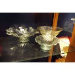 Three fluted glass table centrepieces