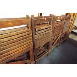 Eight vintage oak folding garden seats