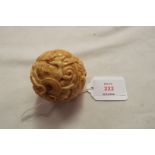 A good quality Chinese carved ivory ball depicting figures of the Zodiac to include Dragon, Tiger,