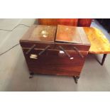 A walnut cantilever sewing box and contents