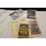 A selection of military ephemera to incl