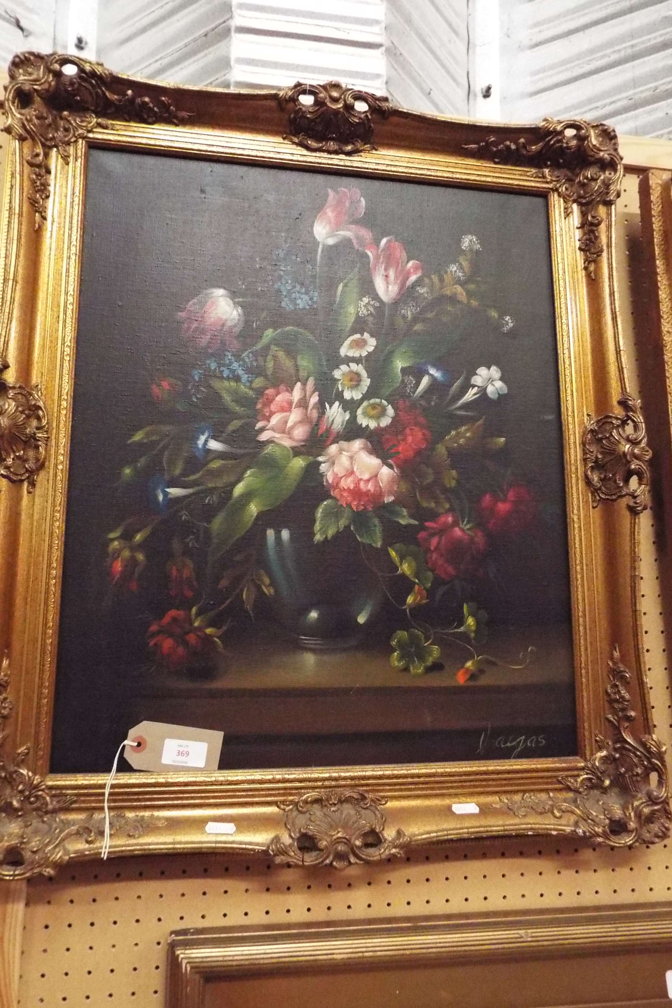 VARGAS oil on canvas floral still life,