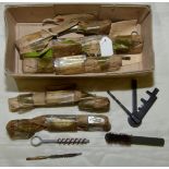 Selection of various Daimler military issue wrenches in original packaging, various cleaning tools,
