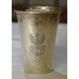 London silver hall marked regimental beaker with engraved crest - date 14.11.