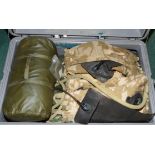 Hard cased flight case containing a large selection of military surplus equipment
