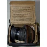 WWII period cased British issue gas mask in original box and carry case