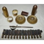 Small selection of inert ammunition, regimental napkin rings,