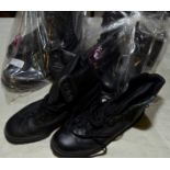 Three pairs of military issue boots size 8,