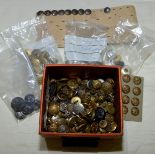 Large selection of various assorted military buttons including Naval, Army,