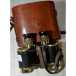 Pair of Prism No. 2 mark II No. 66191 British military issue binoculars with brass mounts by A.