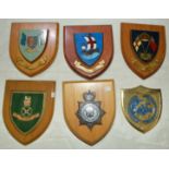 Five shields including East Riding Yorkshire Constabulary, Army School of Mechanical Transport,
