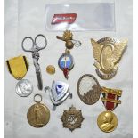Selection of various military medals, cap badges, commemorative medals etc including Belgium medal,