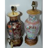 Two oriental ceramic table lamps