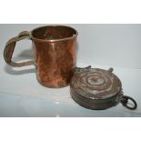 Large copper tankard & copper water flask