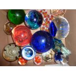 Selection of various paperweights including Millefiori,