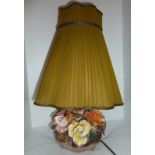 Ceramic Capodimonte table lamp with green plated shade