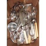 Selection of silver plated cutlery including grape scissors, sugar nips,