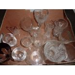 Small selection of cut glass wine glasses etc