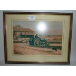 Small framed print depicting farming scene by Robin Wheeldon signed in pencil by the artist