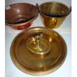 Selection of 19th C and later assorted brass ware including candlesticks,