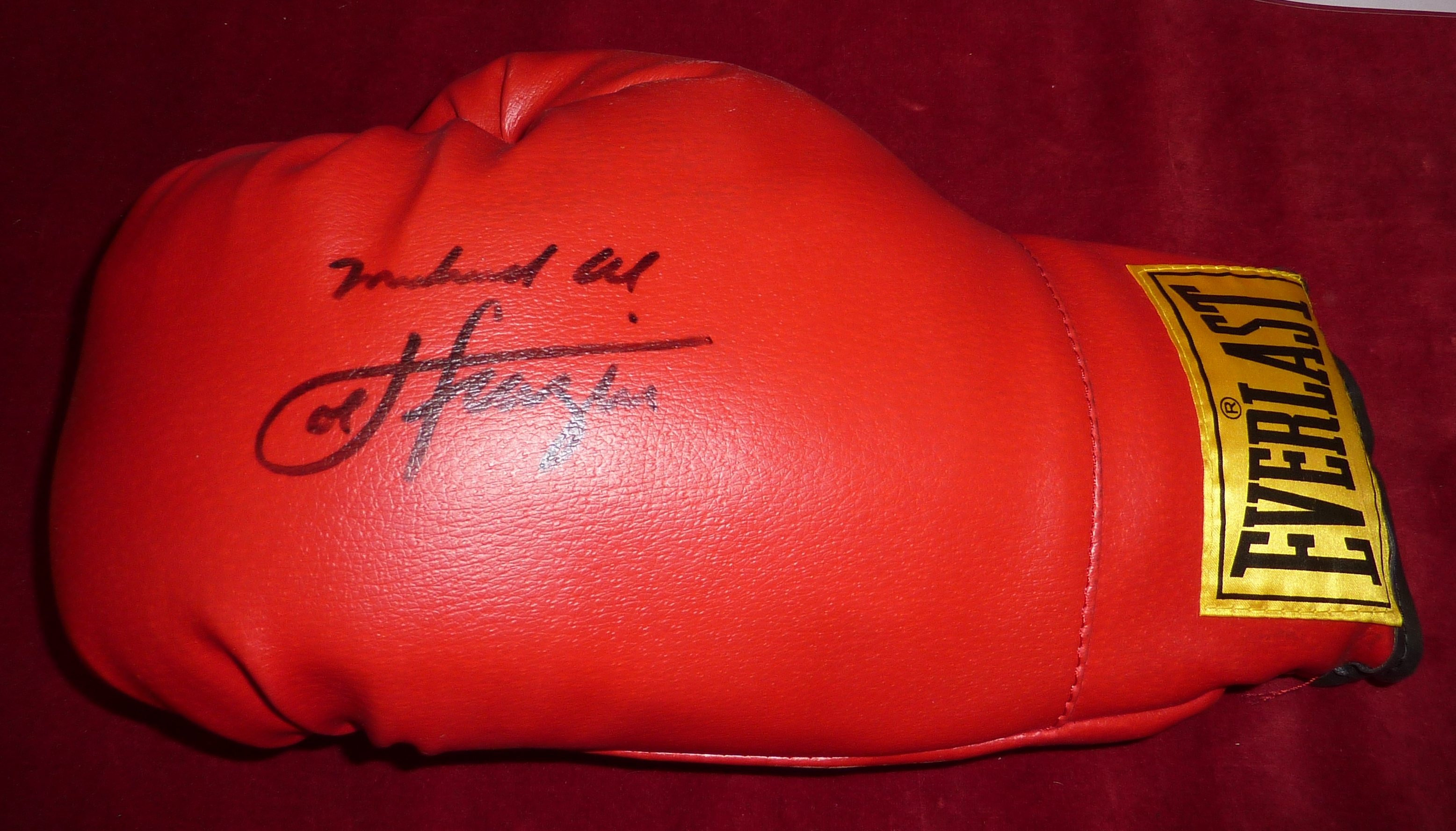 Signed Muhammed Ali and Joe Frazier Everlast boxing glove