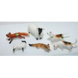 Selection of Beswick animals including fox, sheep,