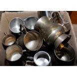 Selection of silver plated and pewter tankards