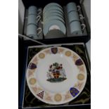 Royal Worcester coffee set in original box and a Spode plate in Royal Worcester box