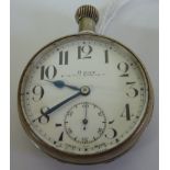 Nickel plated cased 8 day pocket watch by Smith & sons with secondary dial,