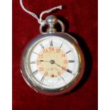 Coin silver pocket watch by Waltham USA, two tone face with secondary dial marked A W Co Waltham,