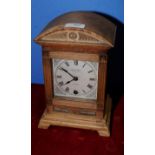 Art Nouveau style mantel clock with steel face marked J. Dwerryhouse 52 Castle Street Liverpool.