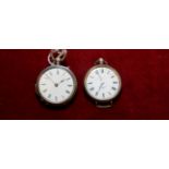 Continental silver fob watch with cylinder movement and one other (2)